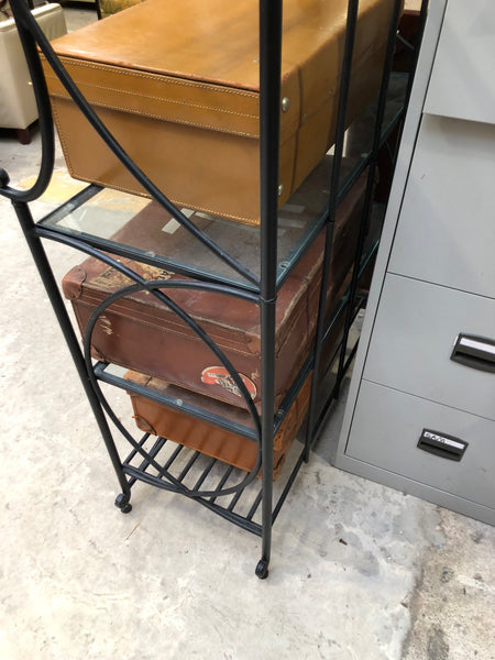 Tall Metal & Glass Shelving Unit