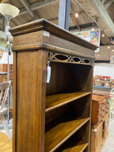 Tall Heavy Duty Carved Top Bookcase with Two Drawers