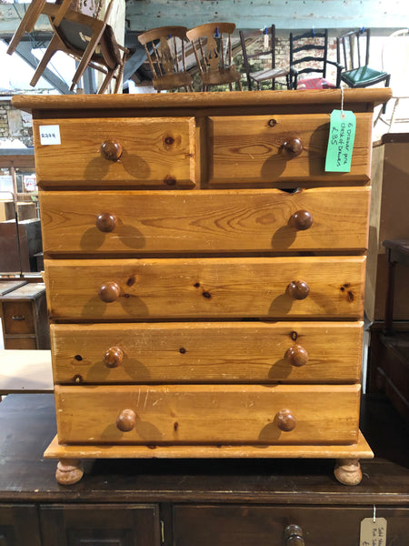 6 Drawer Pine Chest of Drawers - REF