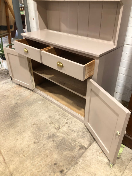 Pink Painted Rustic Pine Farmhouse Dresser