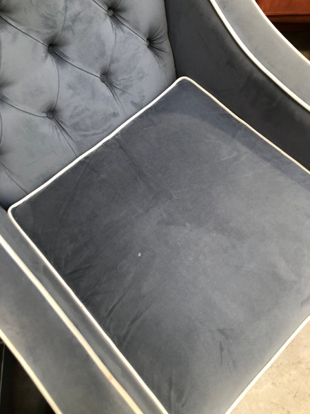 Blue Button back Faux Suede Armchair