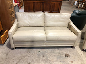 Cream Faux Leather 2 Seater Sofa