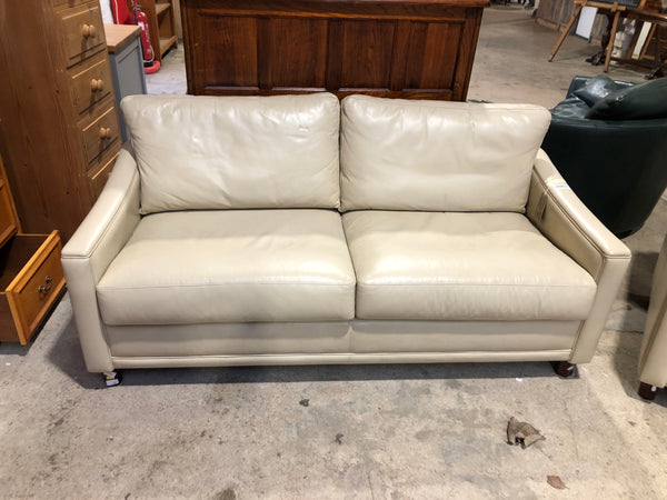 Cream Faux Leather 2 Seater Sofa