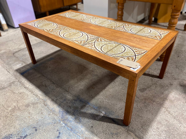 Large Vintage Teak Tiled Top Coffee Table