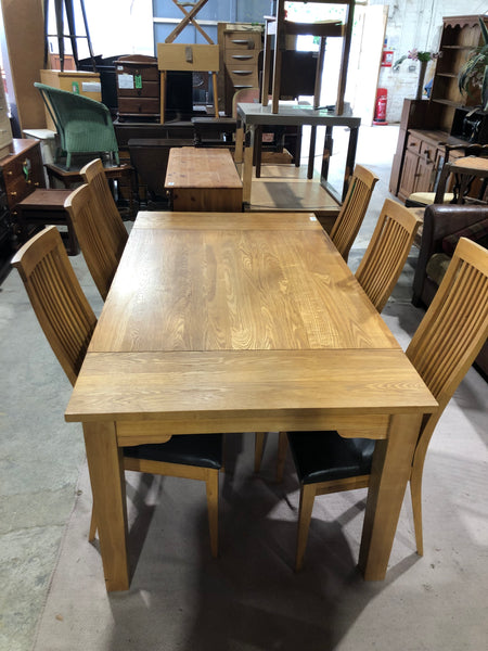 Oak Veneer Dining Table & 6 Chairs - REF
