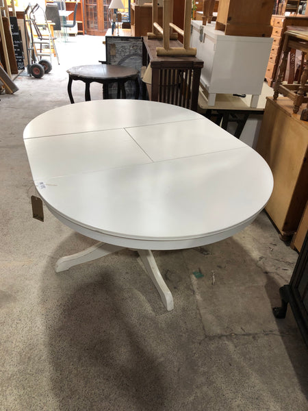 White Extendable Pedestal Dining Table