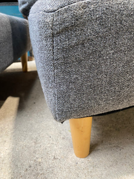 Contemporary Grey Chaise Longue & Footstool