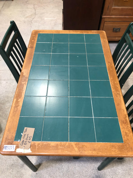 Green Tiled Dining Table & 4 Chairs