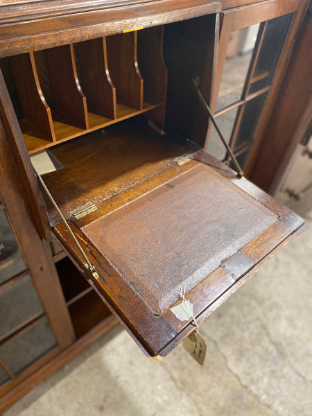 Oak Display Bookcase with Writing Desk