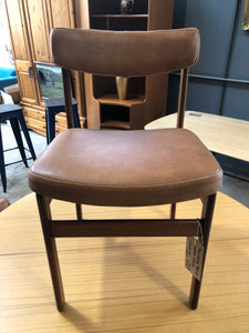 Mid Century Teak & Leather Look Dining Chairs - GHC