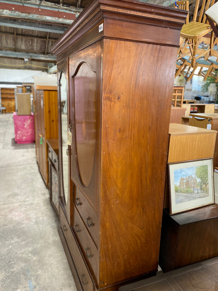 Large Mahogany Wardrobe with Mother of Pearl Detail