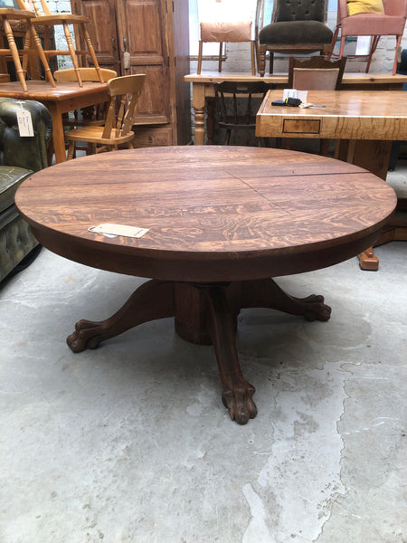Antique Oak Claw Feet Coffee Table