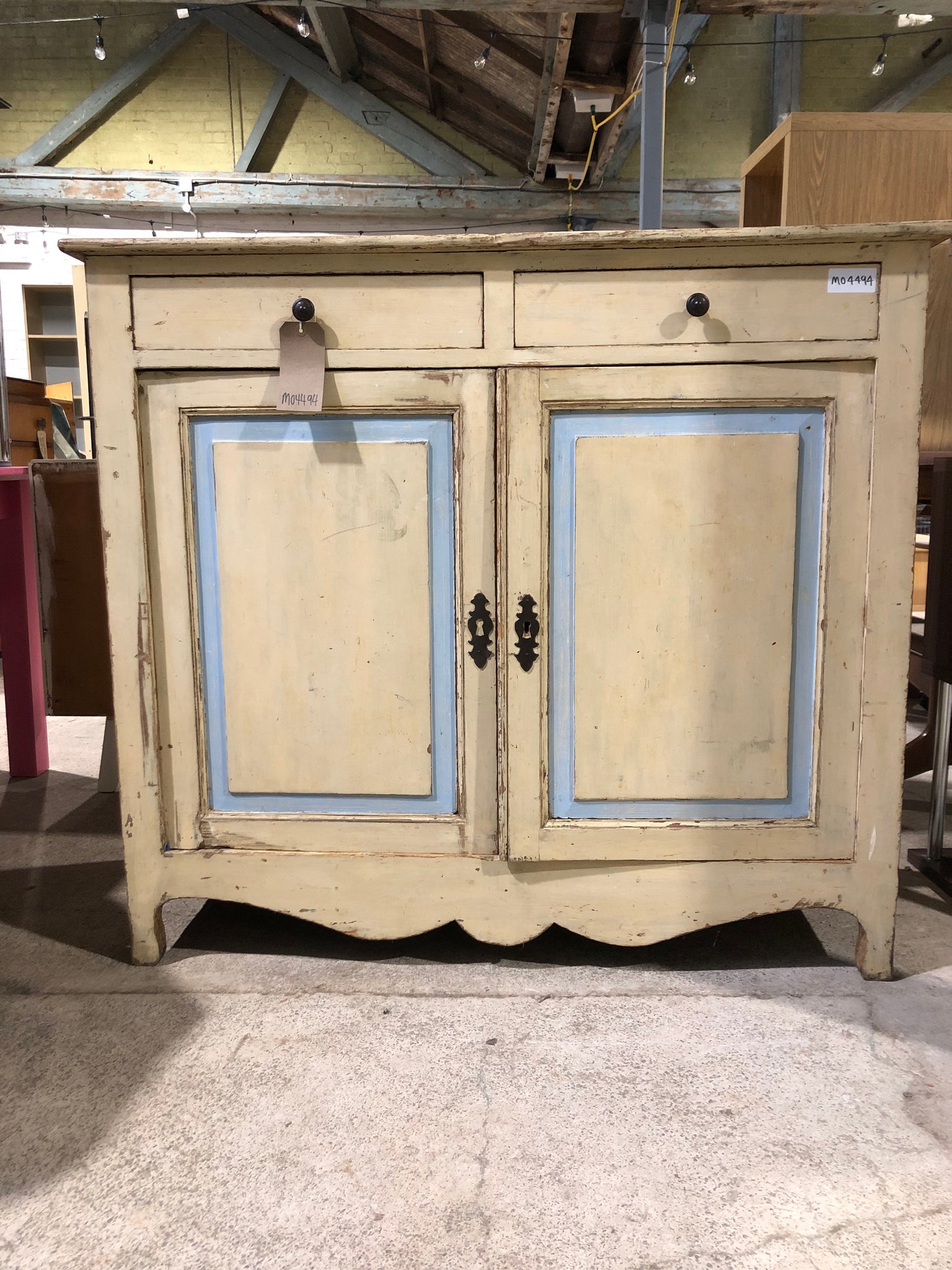 Rustic Painted Pine Compact Sideboard