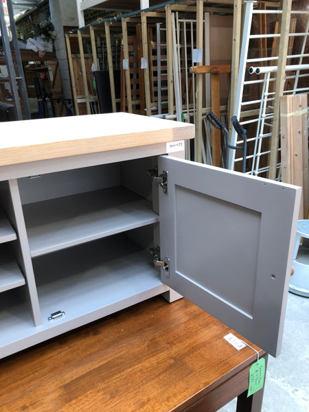 GHC - Cotswold Company Oak Top Grey TV Stand