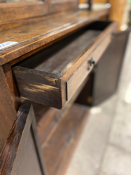 Antique Stained Oak Glazed Top Dresser