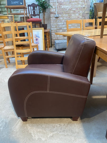 Chocolate Brown Faux Leather Armchair
