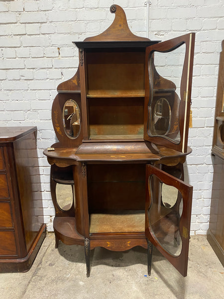 Edwardian Mahogany Marquetry Inlay Display Cabinet
