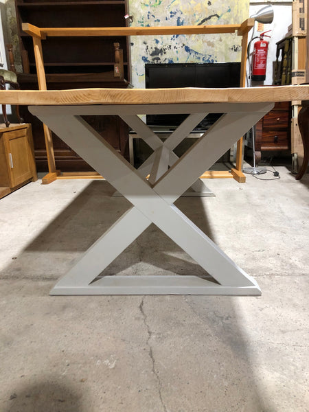 Large Solid Pine X Frame Dining Table