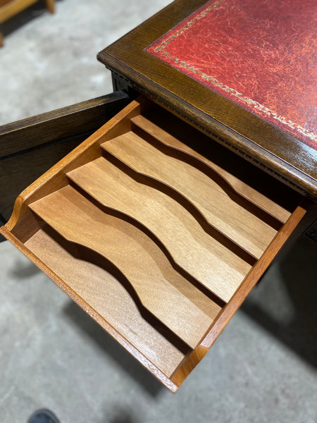 Carved Oak Leather Topped Desk