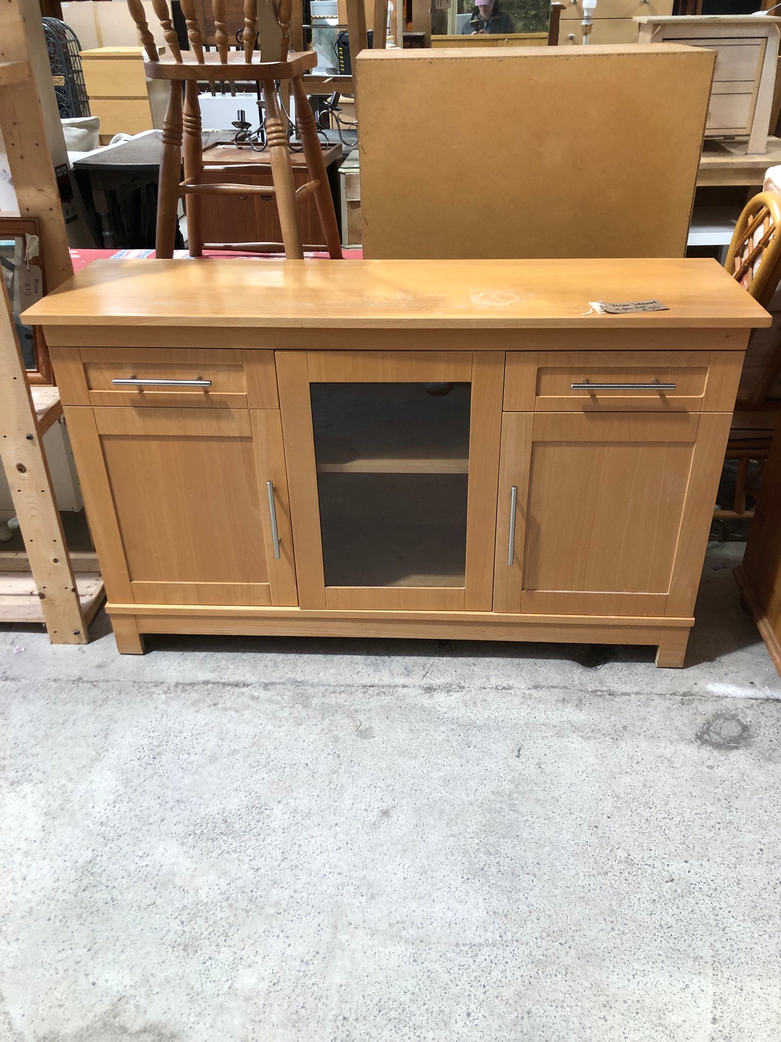 Veneer Sideboard with Glass Door