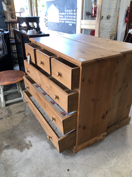 Solid Rustic Pine Large Chest of Drawers