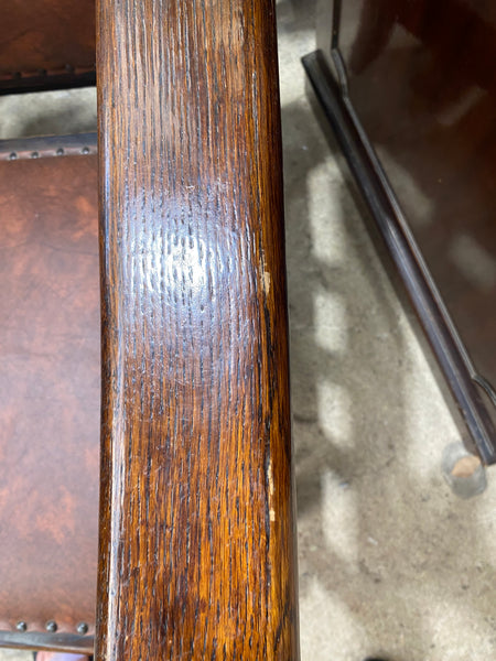Oak and Leather Antique Recliner