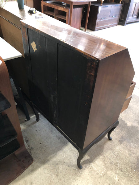 Vintage Oak Bureau with Inlaid Edging