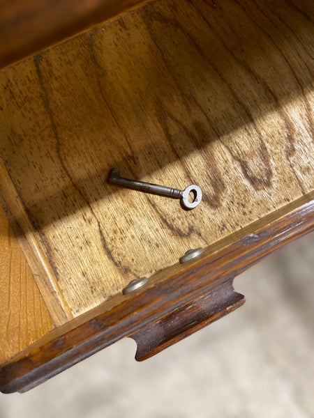 Oak Display Bookcase with Writing Desk