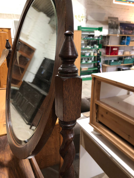 Vintage Stained Oak Dressing Table & Mirror