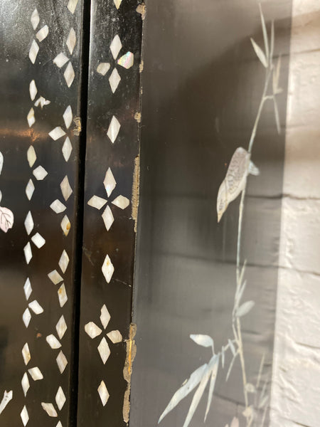 Chinese Mother of Pearl Black Lacquer Medicine Cabinet