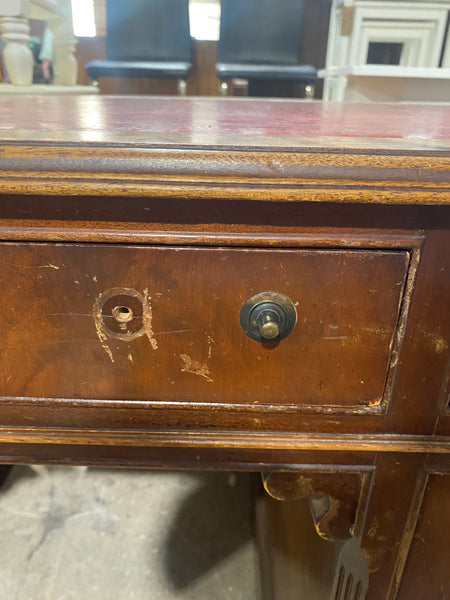 Red Leather top Captains Desk