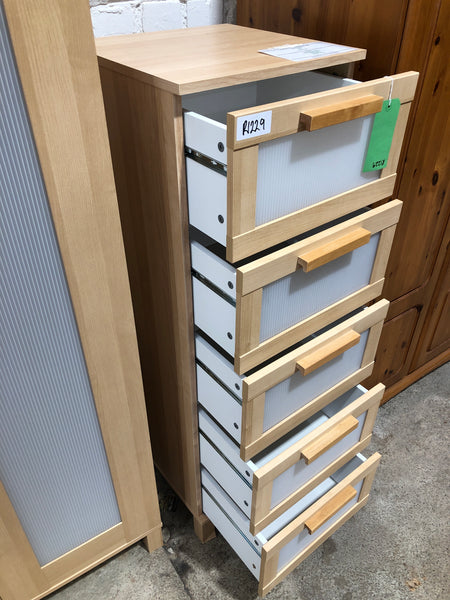 REF - Slim Tallboy Chest of 5 Drawers