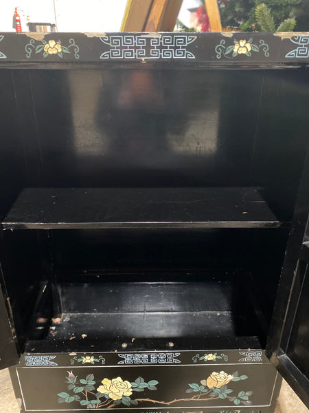 Chinese Mother of Pearl Black Lacquer Medicine Cabinet