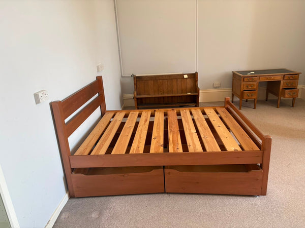 REF - Pine King Size Bed Frame With Storage Drawers