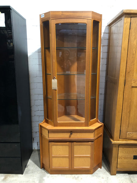 Mid Century Teak Corner Display Cabinet