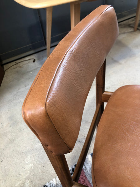 Mid Century Teak & Leather Look Dining Chairs - GHC