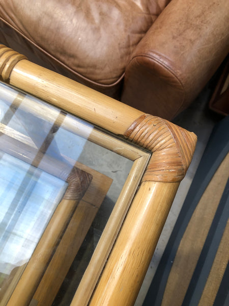 Bamboo Cane & Glass Coffee Table