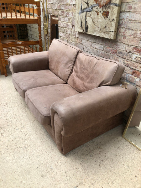 Taupe Faux Suede Two Seater Sofa