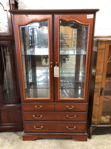 Glass Display Cabinet with 3 Drawers