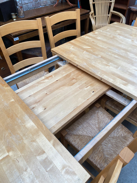 Extending IKEA Pine Dining Table & 8 Chairs
