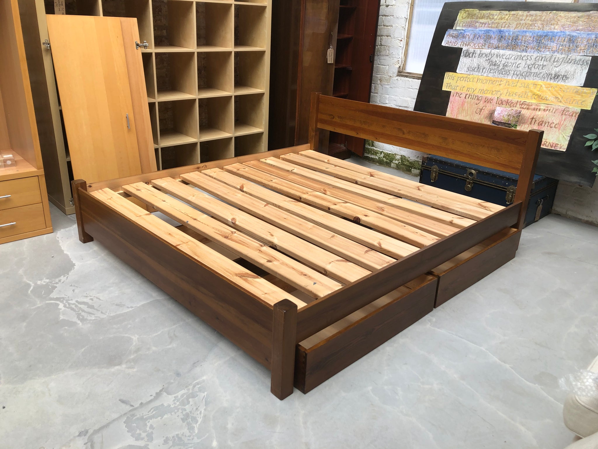 Super king Wooden Bedframe & 4 Drawers