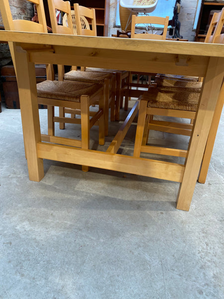 Extending IKEA Pine Dining Table & 8 Chairs