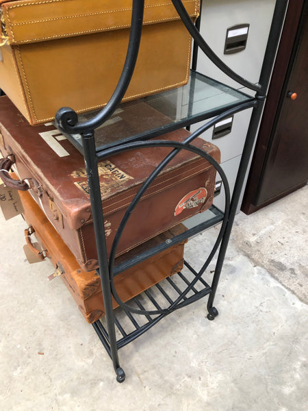 Tall Metal & Glass Shelving Unit