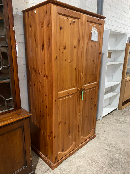 REF - Pine Double Wardrobe With Hanging Rail