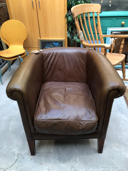 Brown Faux Leather Armchair