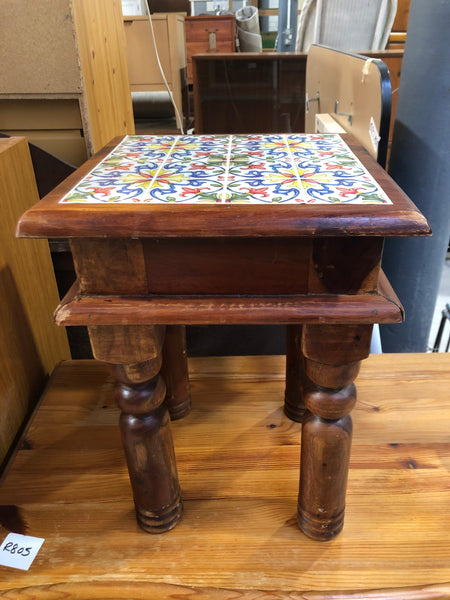 Rosewood Stool with Tile Patterned Top