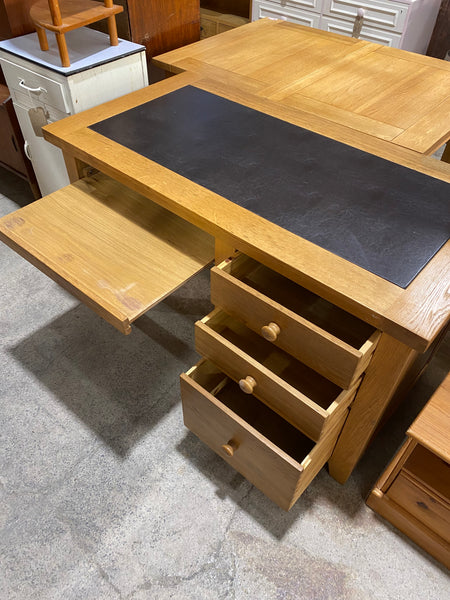 Solid Oak Desk with Leather Top