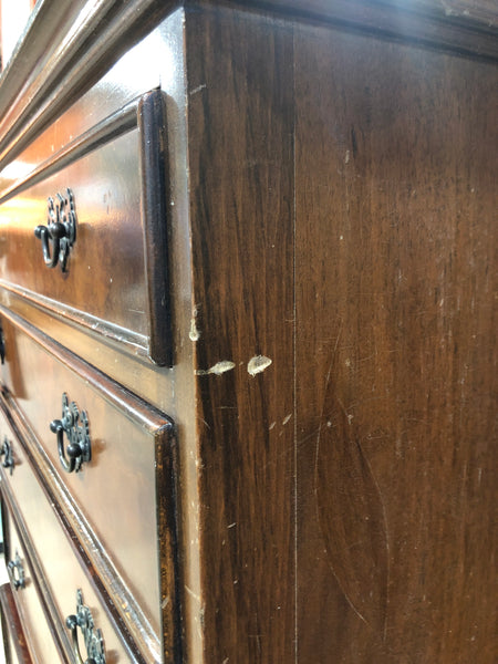 Antique Walnut Fronted Chest on Chest Tallboy