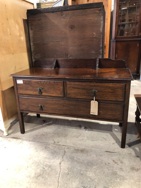 Vintage Low Oak 2 over 1 Chest of Drawers