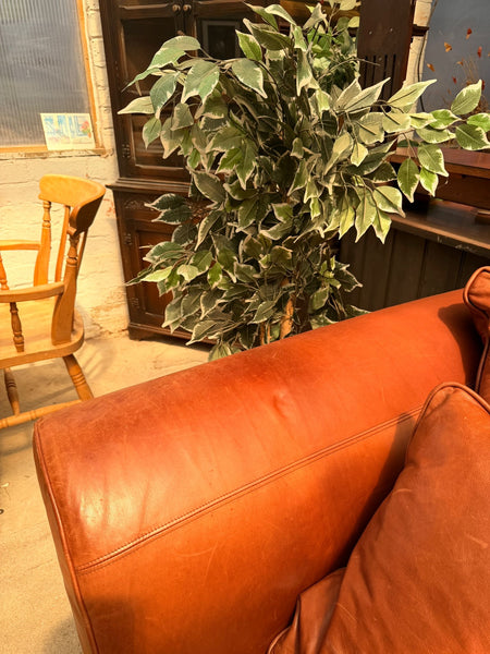 Brown Leather Two Seat Sofa
